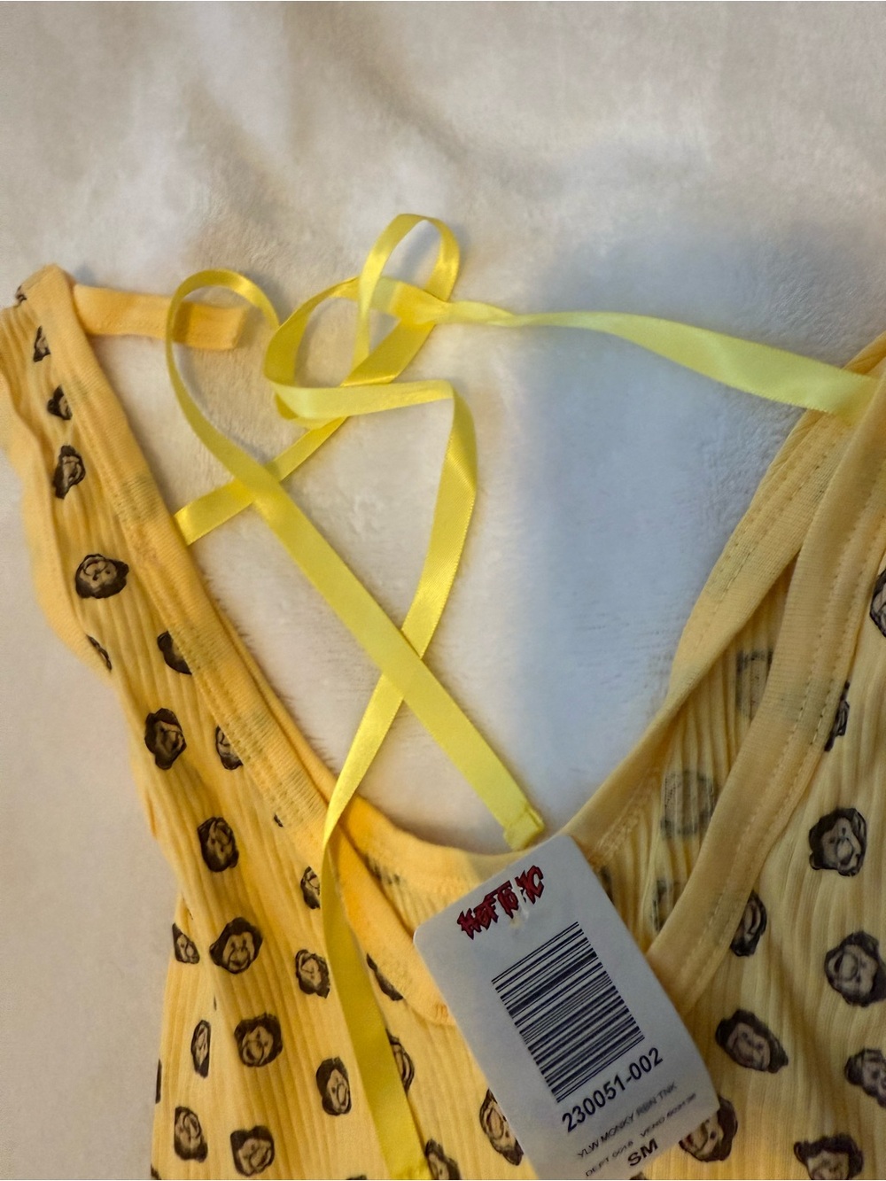 Hot Topic Yellow Ribbed Tank with Monkey Print - Picture 6 of 7